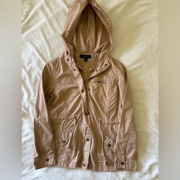 Forever 21 Color Beige Hooded Women’s Jacket Size Small - Picture 11 of 14